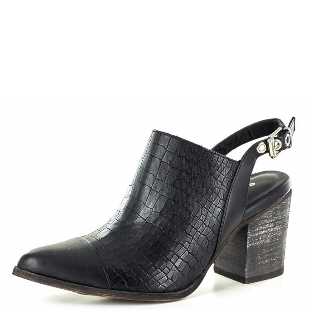 NEW! Chocolat Blu Black Anita Black Croco Mule - Size 36